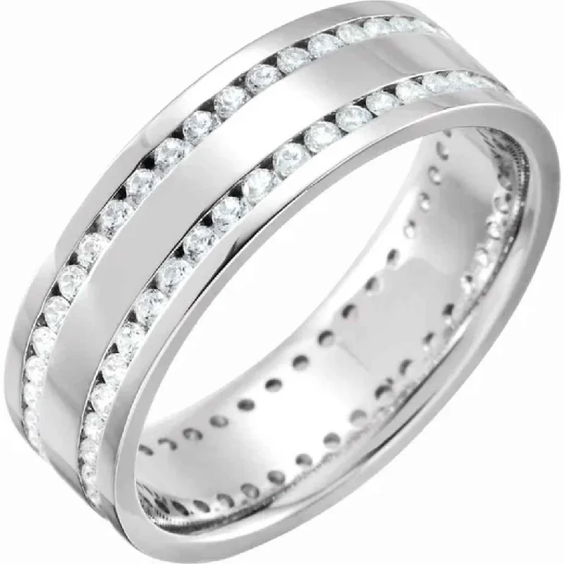 RONALD | Men's Wedding Ring | Channel Set Diamonds | 14k Gold or Platinum | 7mm