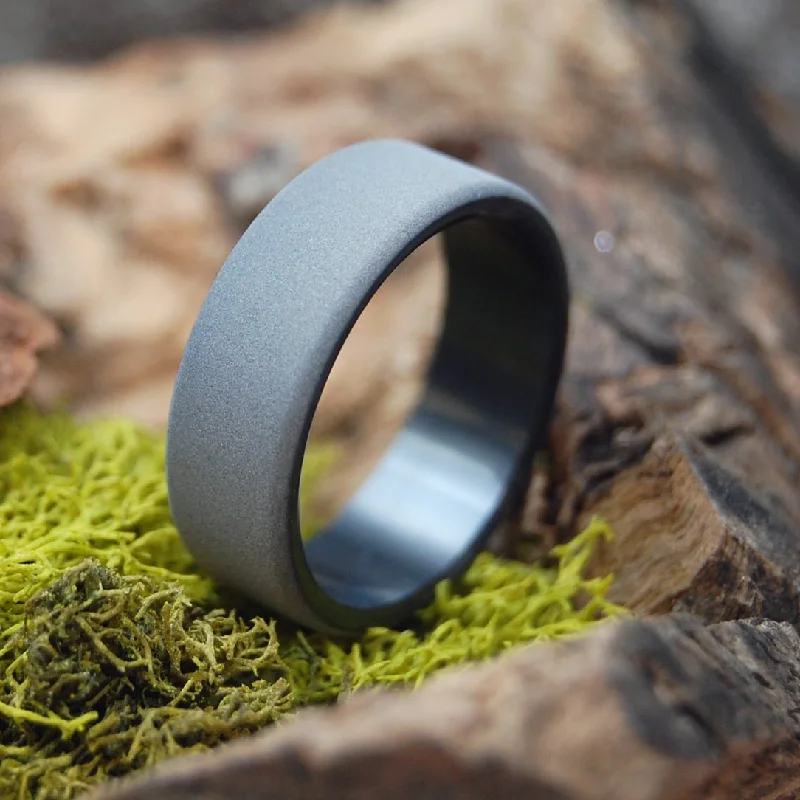 Sandblasted Atomic Number 40 | Men's Zirconium & Black Wedding Ring