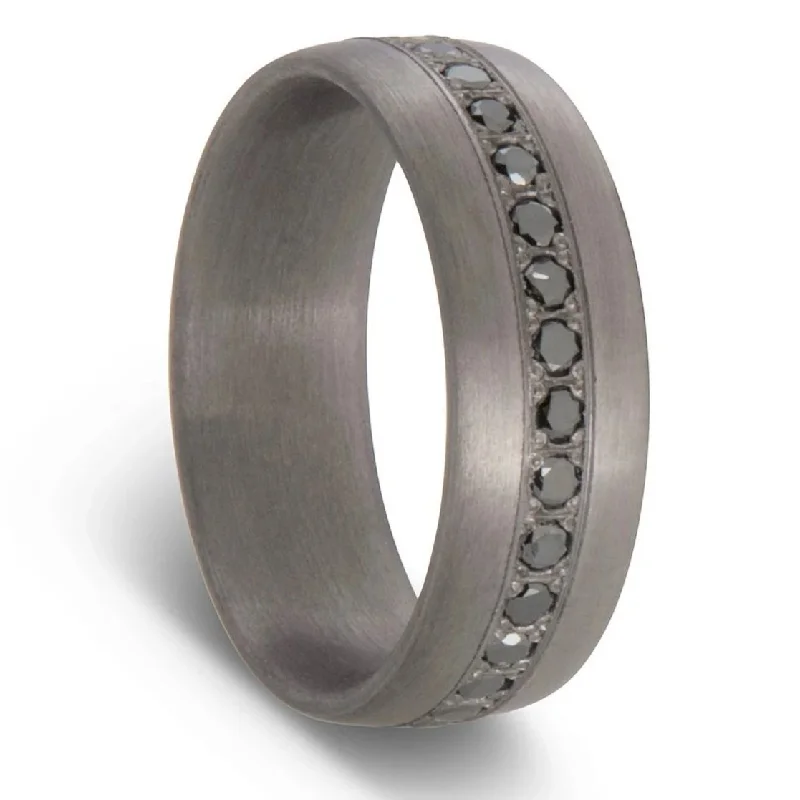 Tantalum and Black Diamond Wedding Ring