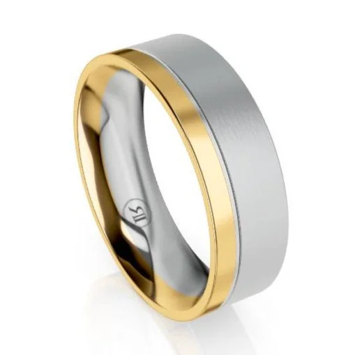 The Lawrence White with Gold Edge Wedding Ring