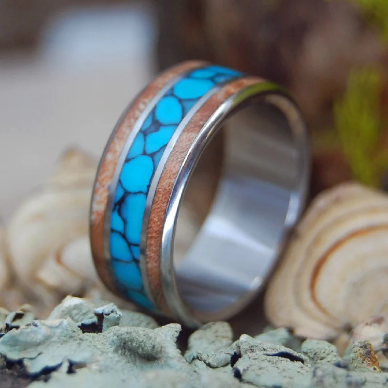 The Moment I Saw You | Men's Turquoise, Light Maple & Titanium Wedding Ring