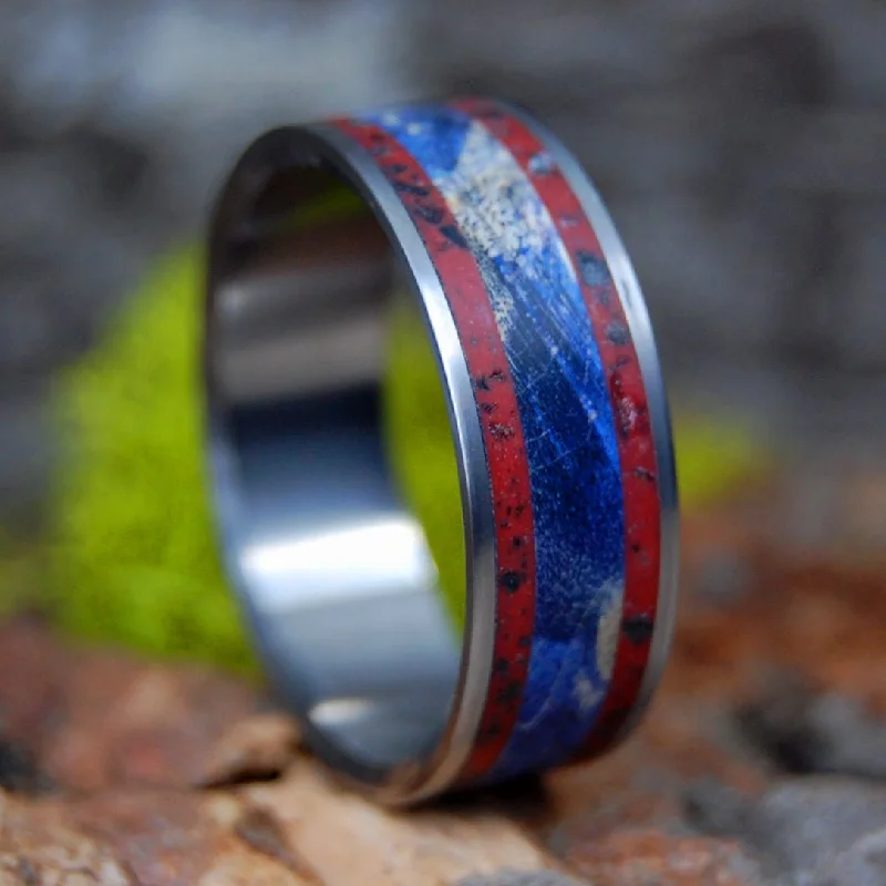 To The Real Heroes | Men's Crimson Sand & Titanium Military Wedding Ring