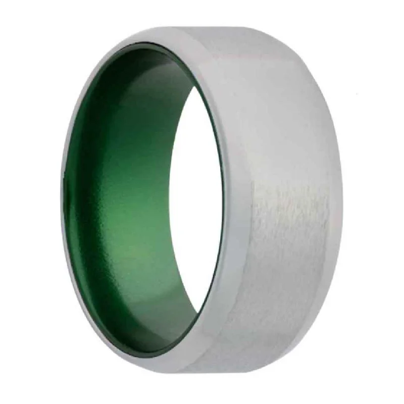 VERDI | Men's Cobalt Wedding Ring | Green Inlay | 6mm & 8mm