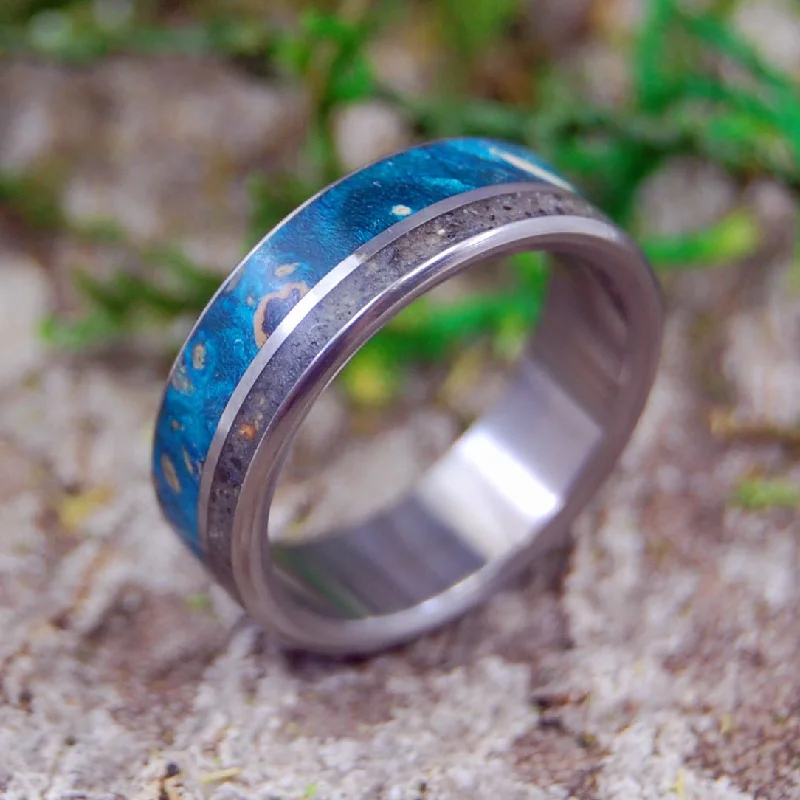 Coast Of Cali | Men's Beach Sand, Wood & Titanium Wedding Ring